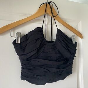 Zara Black Ruched Crop Top